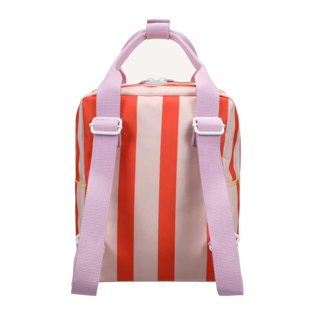 Sticky Lemon Rugzak Small Sticky Memories Stripes Nude Pink + Lifebuoy Orange, achterkant met schouderbanden