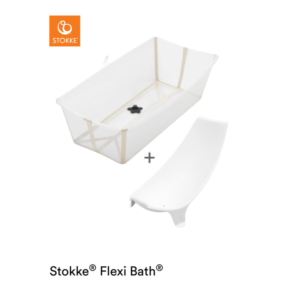 Stokke Flexi Bath + Badinzet Bundle Sandy Beige, badje en badinzet samen