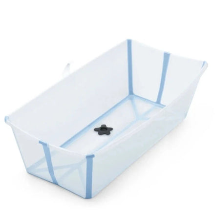 Stokke Flexi Bath XL babybad Ocean Blue, uitgevouwen op witte achtergrond