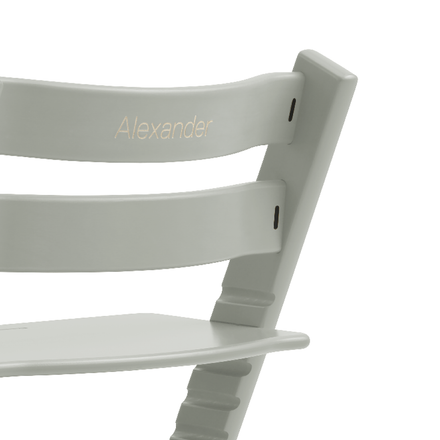 Stokke Tripp Trapp Stoel Beukenhout Glacier Green, detailbeeld, met gravure