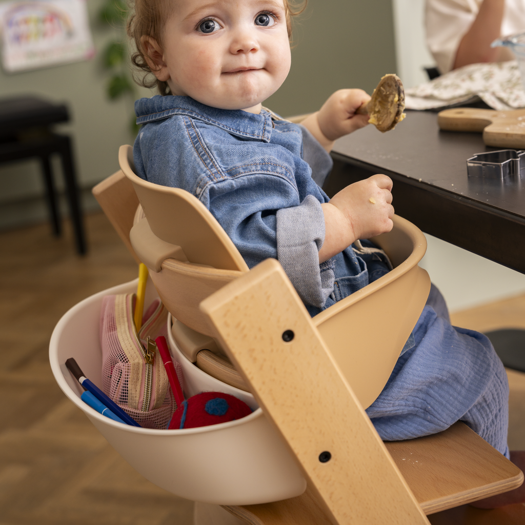 Stokke Tripp Trapp Stoel Beukenhout Natural met Baby Set en Storage, kind aan tafel
