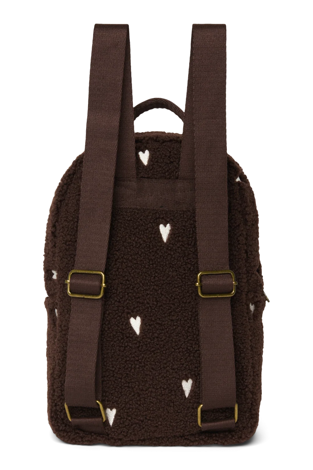 Studio Noos Mini Rugzakje Chocolate Teddy Hearts, achterkant met schouderbandjes