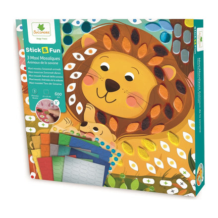 Sycomore Stick & Fun Maxi Mozaïek Savannedieren in de verpakking