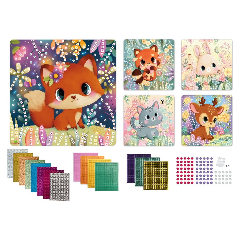 Inhoud van Stick & Fun Zachte dieren met kaarten en stickertjes