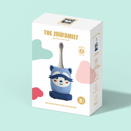 The Zoofamily Zoo Toothbrush Wasbeer sonische kindertandenborstel in de verpakking