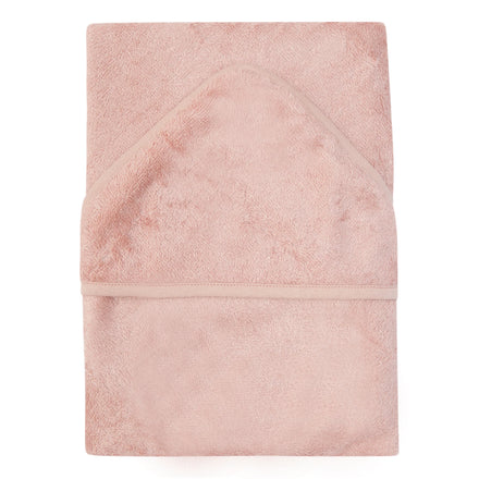 Timboo badcape bamboe Misty Rose, plat uitgelegd met het kapje bovenaan