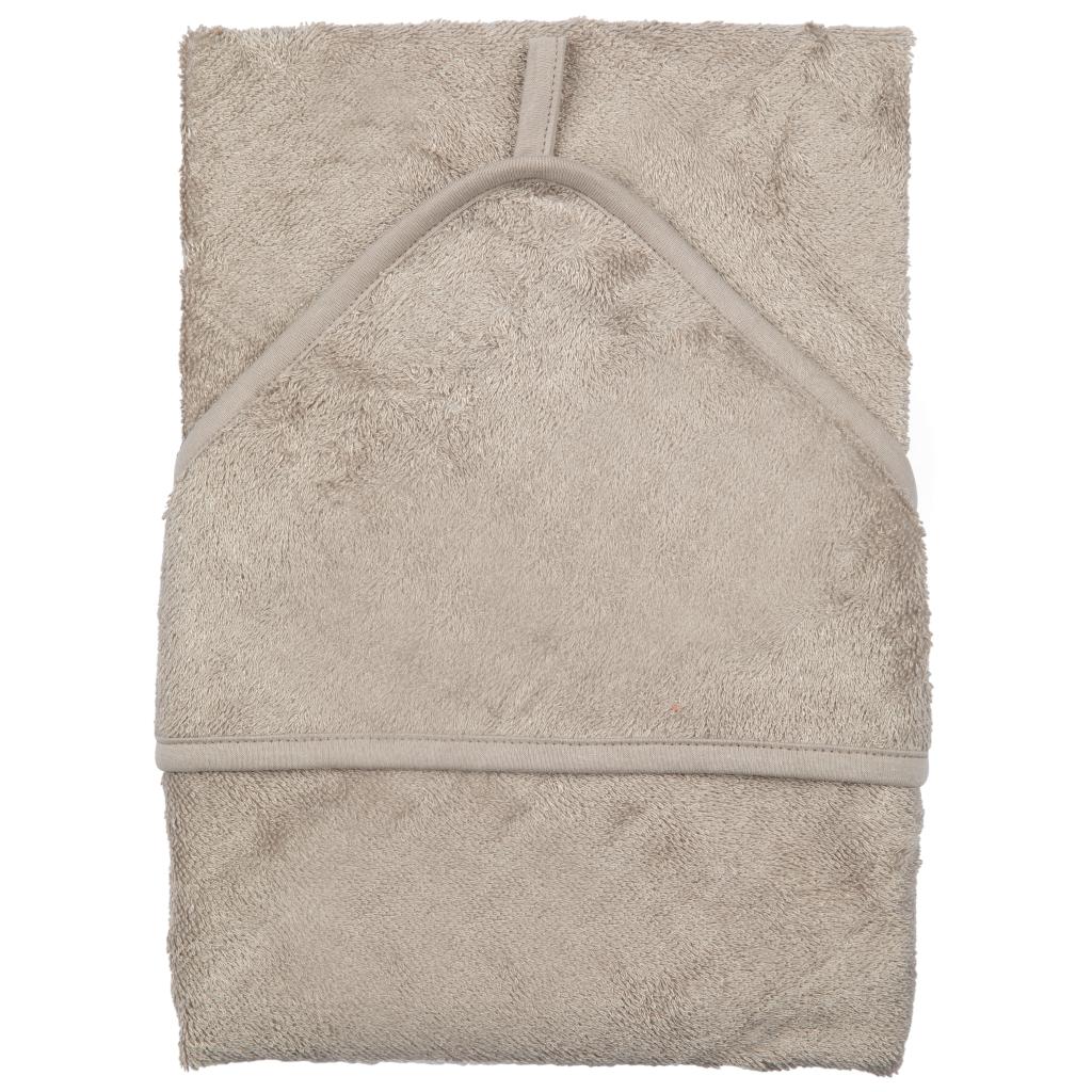 Timboo XXL badcape bamboe Feather Grey, plat uitgelegd met het kapje bovenaan