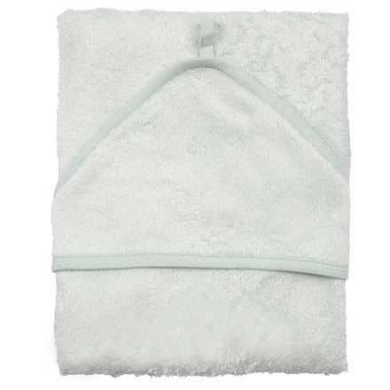 Timboo XXL badcape bamboe Riviera Blue, plat uitgelegd met het kapje bovenaan