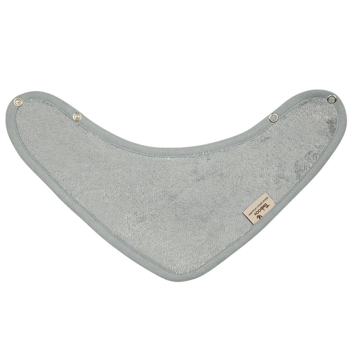 Timboo bandana slab dubbele laag bamboe Moon Blue gedragen door een baby met fopspeen