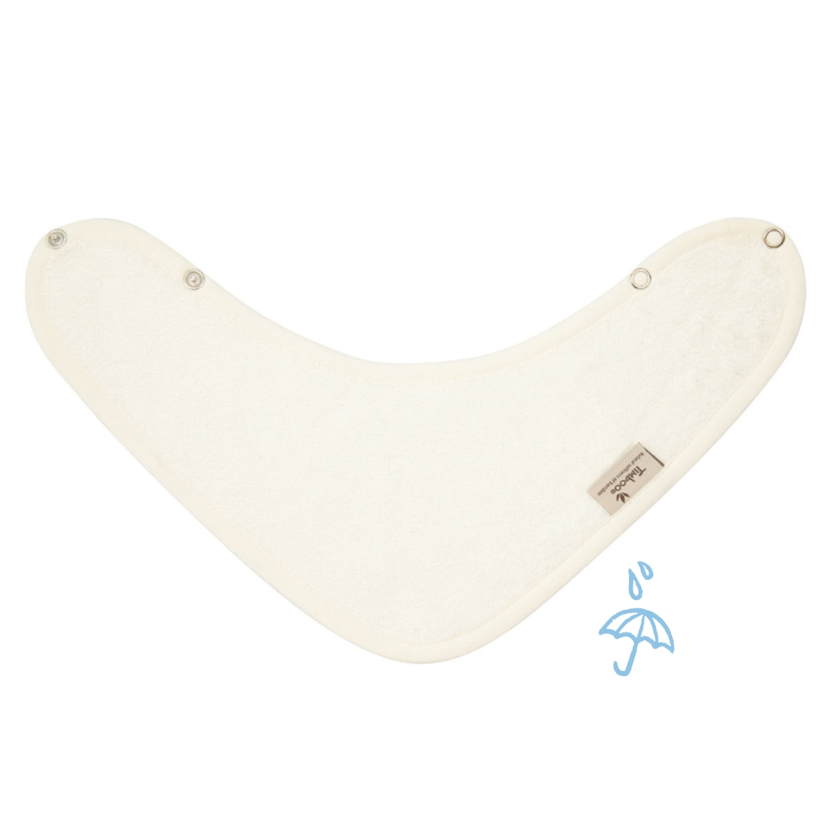 Timboo waterproof bandana slab Daisy White, kwijlslab van bamboebadstof met drukknoopjes