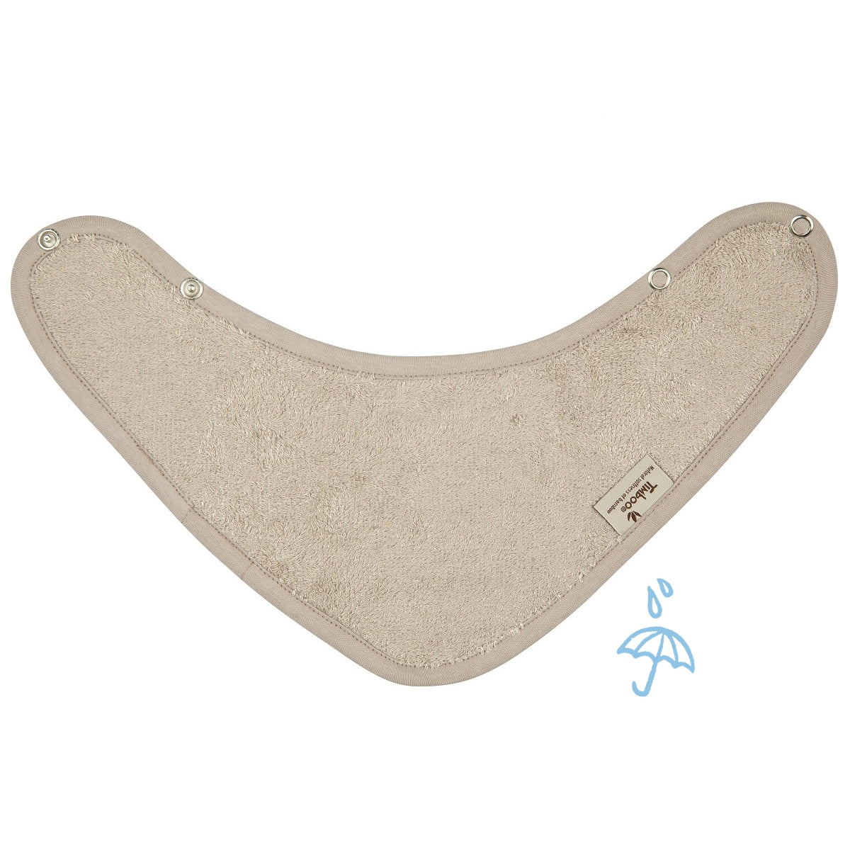 Timboo waterproof bandana slab Feather Grey, kwijlslab van bamboebadstof met drukknoopjes