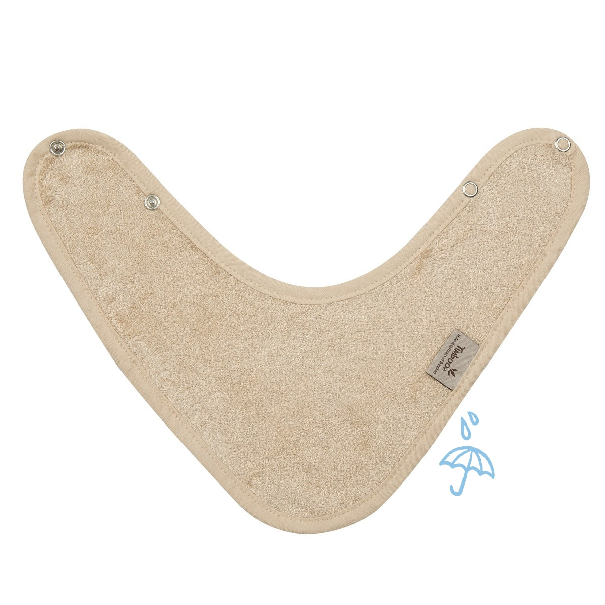 Timboo waterproof bandana slab Frosted Almond, kwijlslab van bamboebadstof met drukknoopjes