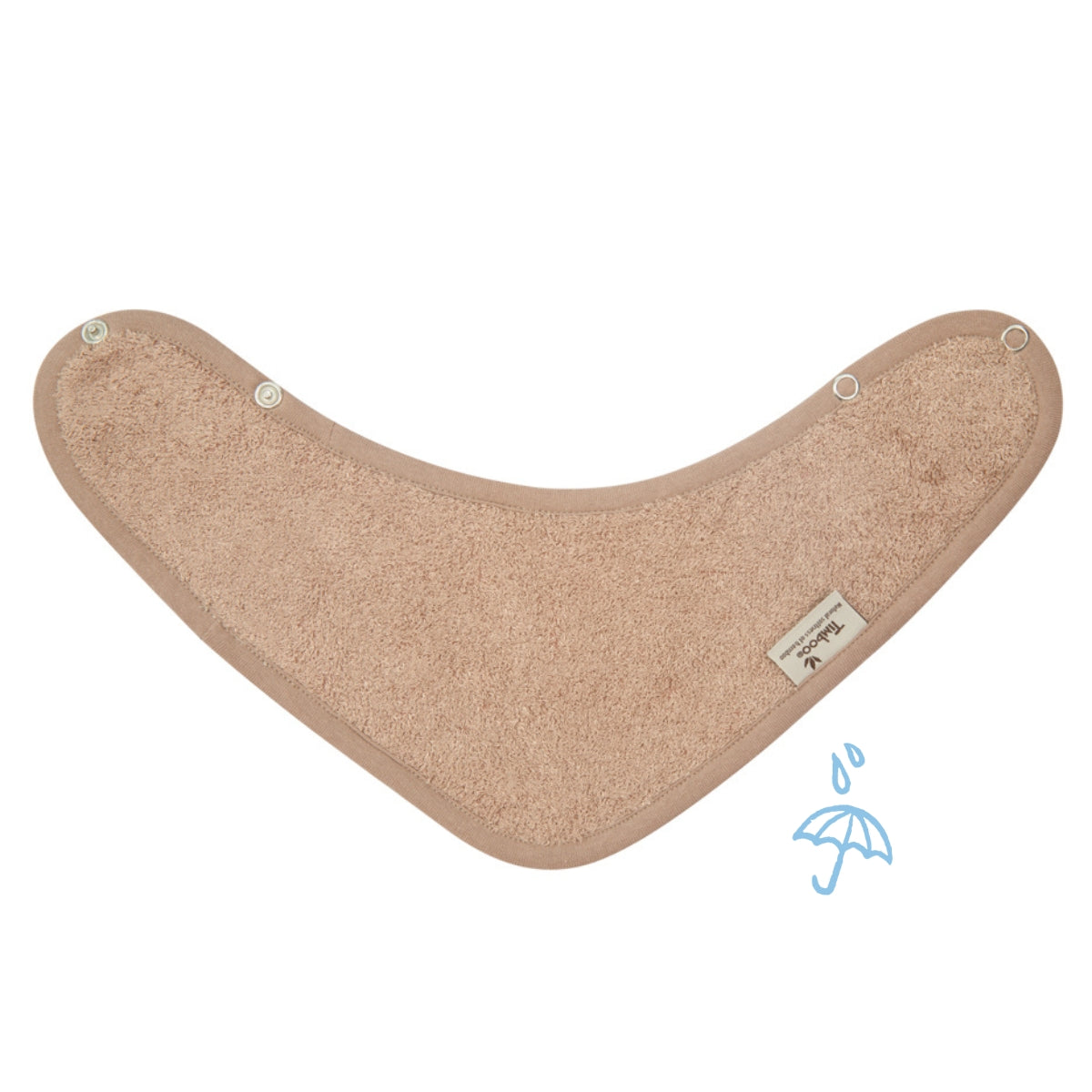 Timboo waterproof bandana slab Savannah Sand, kwijlslab van bamboebadstof met drukknoopjes