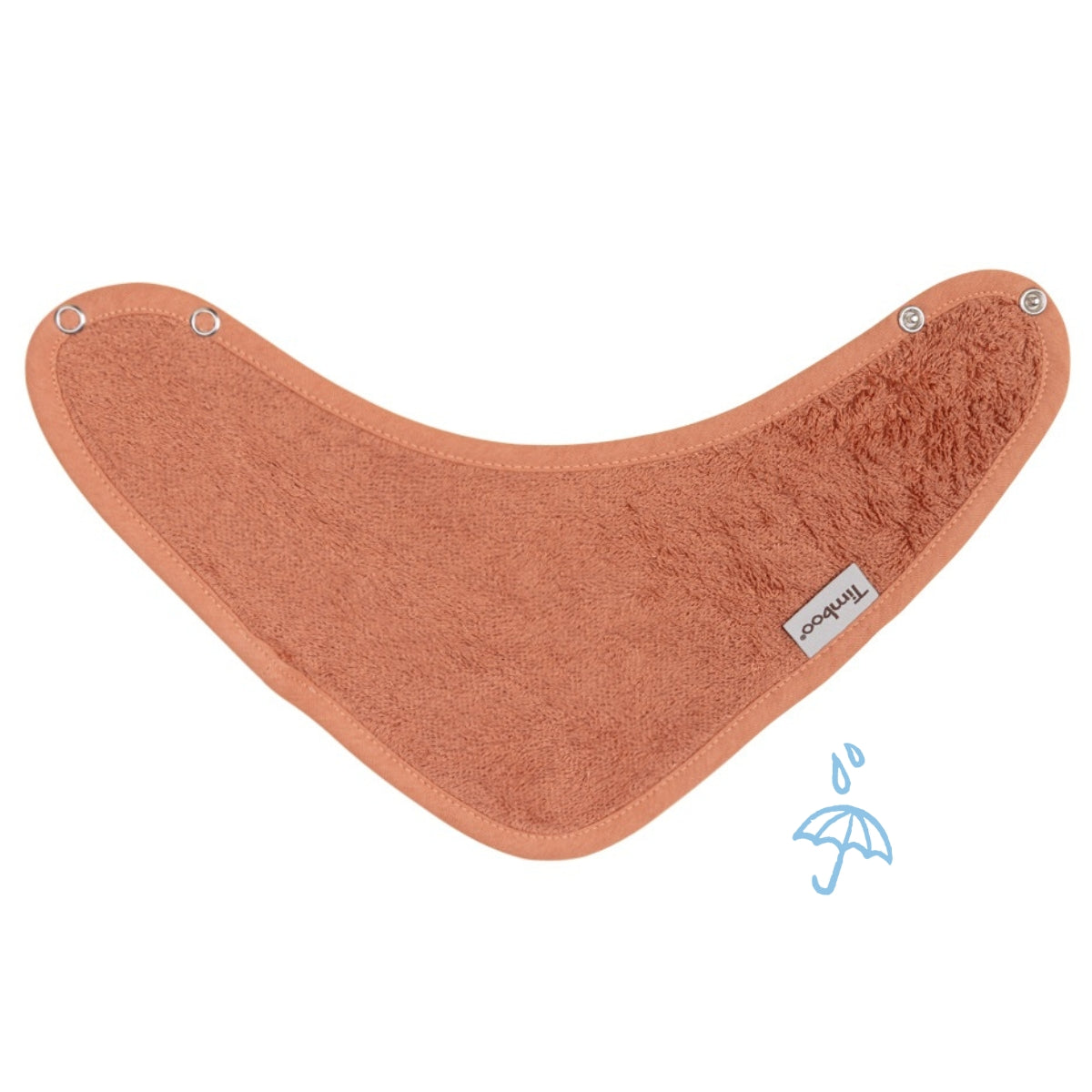 Timboo waterproof bandana slab Sunrise Orange, kwijlslab van bamboebadstof met drukknoopjes