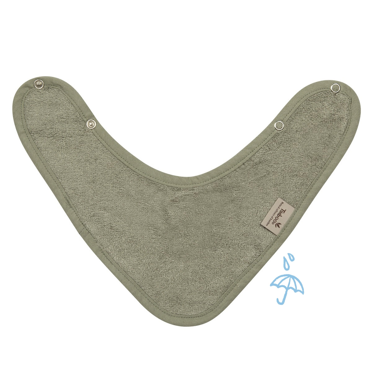 Timboo waterproof bandana slab Whisper Green, kwijlslab van bamboebadstof met drukknoopjes