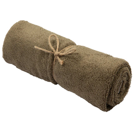 Timboo extra grote handdoek bamboe Jungle Green, opgerolde handdoek met touwtje