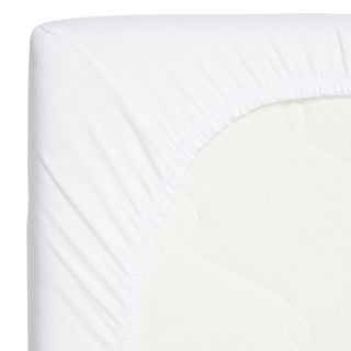 Timboo bamboe hoeslaken voor babybed White, detail van de elastische hoek