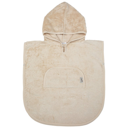 Timboo badponcho met V-hals Frosted Almond, vooraanzicht met kap