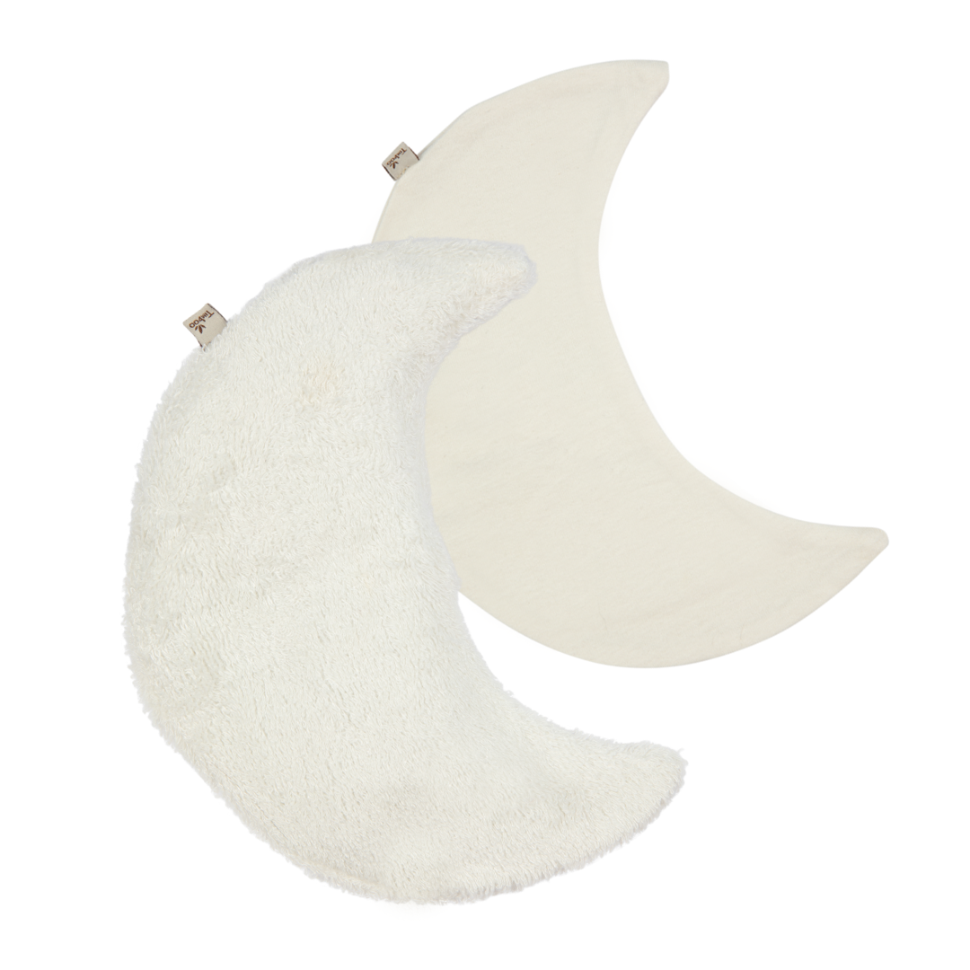 Timboo warmtekussen maan Daisy White, twee maantjes plat liggend