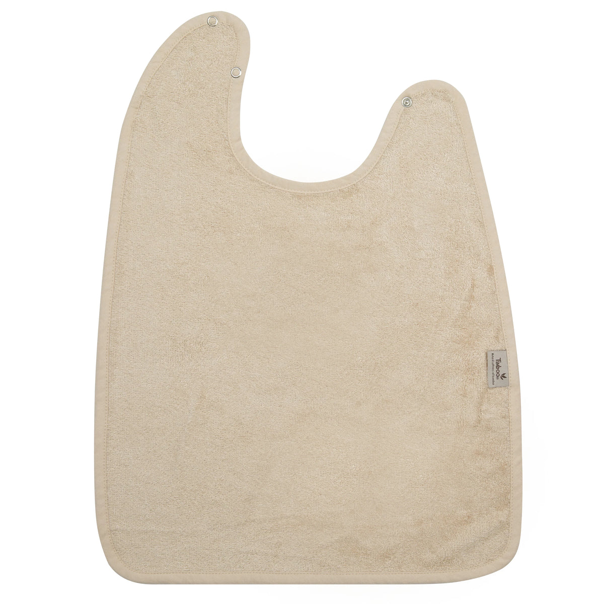 Timboo XL waterdicht slabbetje van bamboe in Frosted Almond, vooraanzicht