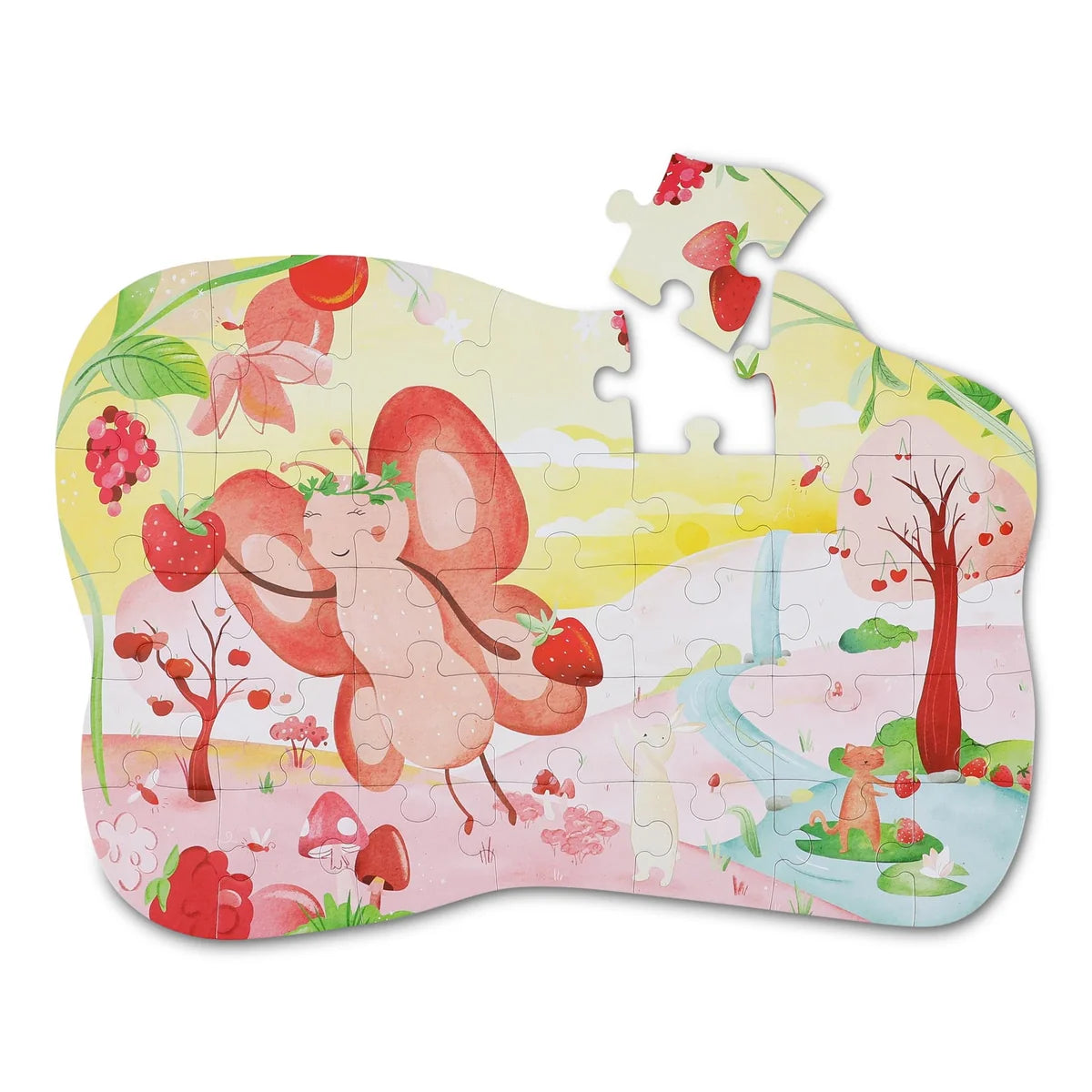 Trixie Vormenpuzzel Fruitfee Mrs. Butterfly 35st, vooraanzicht van de kartonnen vormenpuzzel