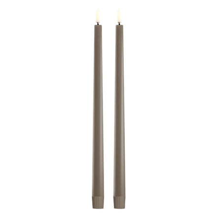 Uyuni LED dinerkaarsen Classic Taper Sandstone, set van twee op witte achtergrond