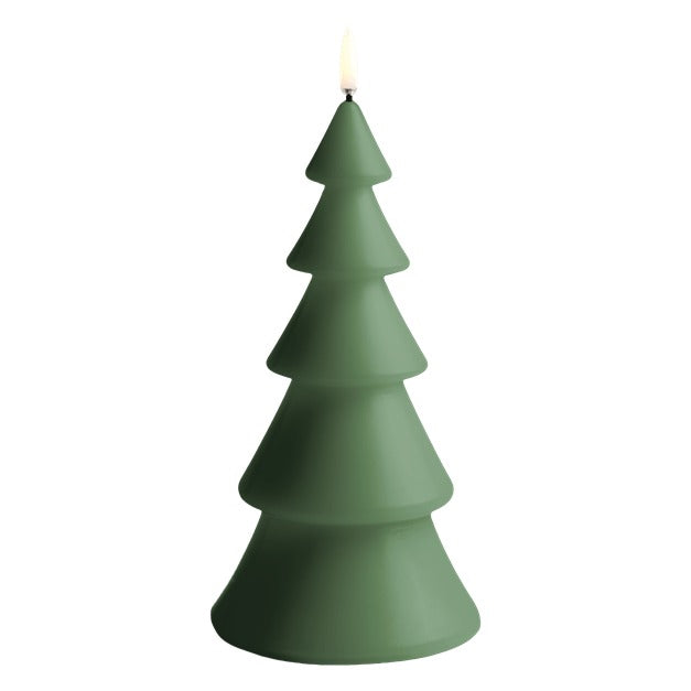 Uyuni LED kaars kerstboom slank model Olive Green op witte achtergrond
