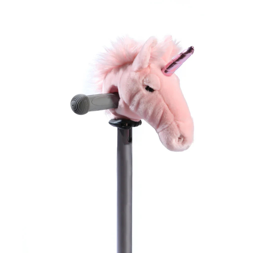 Wild & Soft Scooter Hoofd Eenhoorn, roze eenhoornhoofdje met hoorn op het stuur van een step