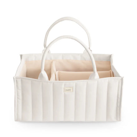 Mushie Luierorganizer in Ivory, minimalistische luiermand van De Gele Flamingo.
