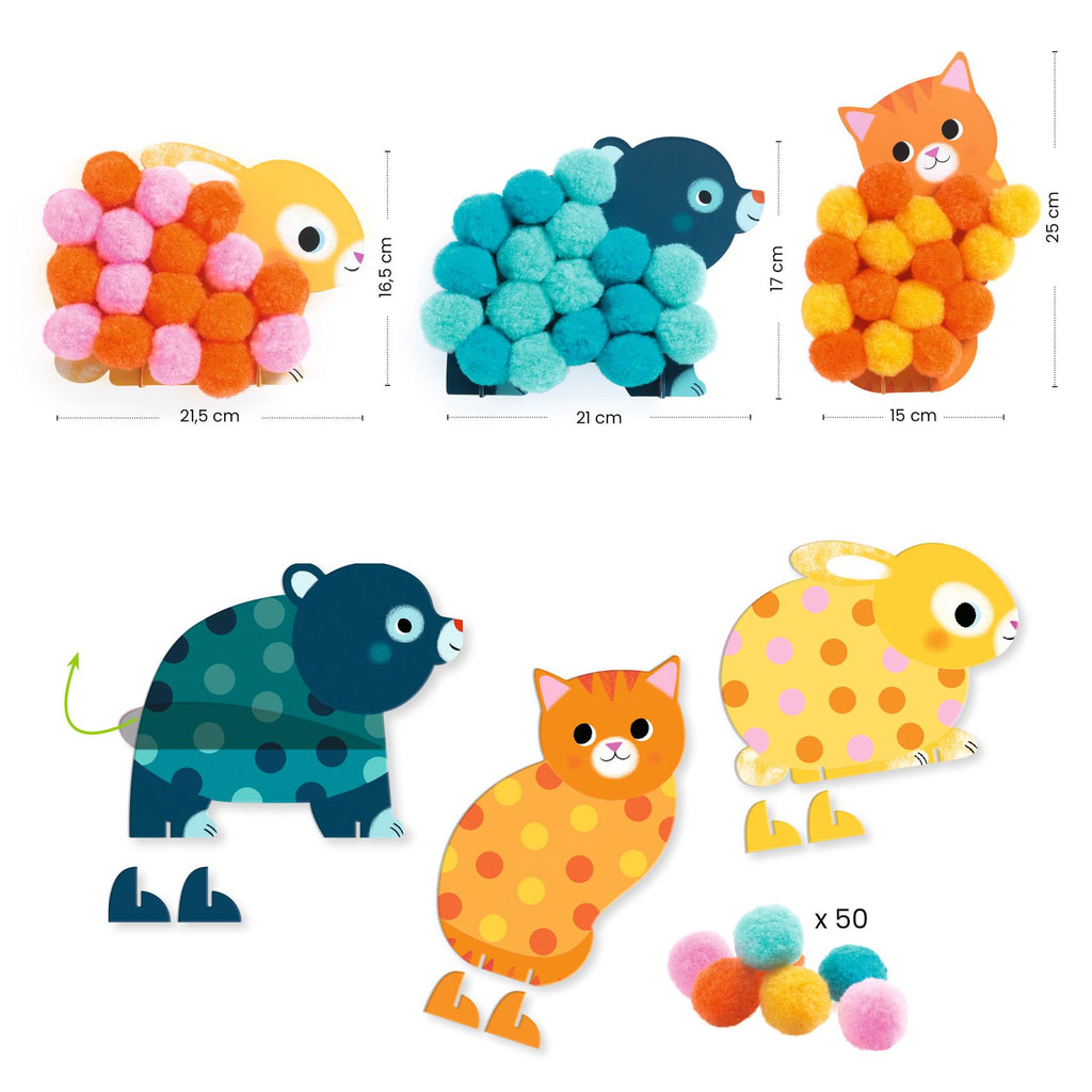 Djeco Knutselset Pompomcollage | Dieren