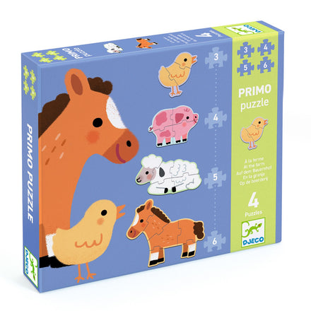 Djeco Set van 4 Puzzels | Op de Boerderij
