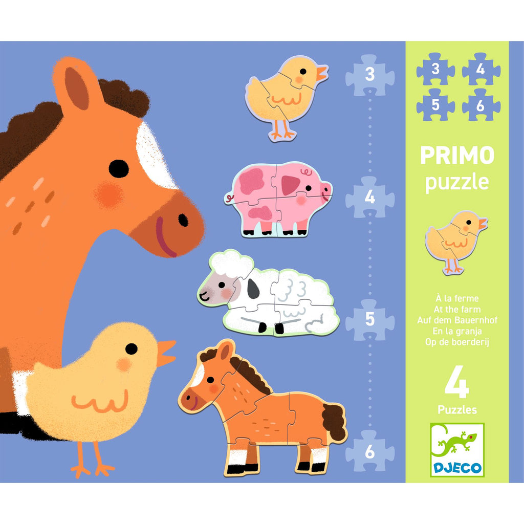 Djeco Set van 4 Puzzels | Op de Boerderij