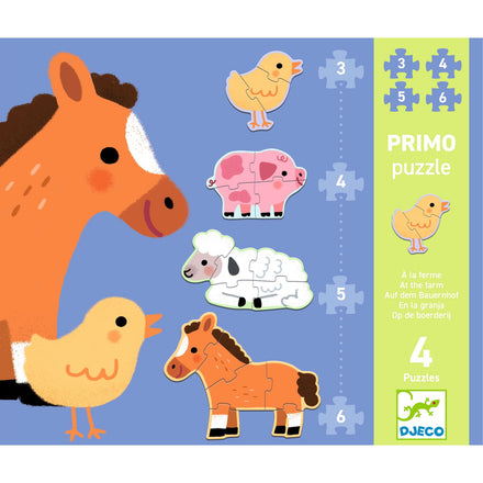Djeco Set van 4 Puzzels | Op de Boerderij