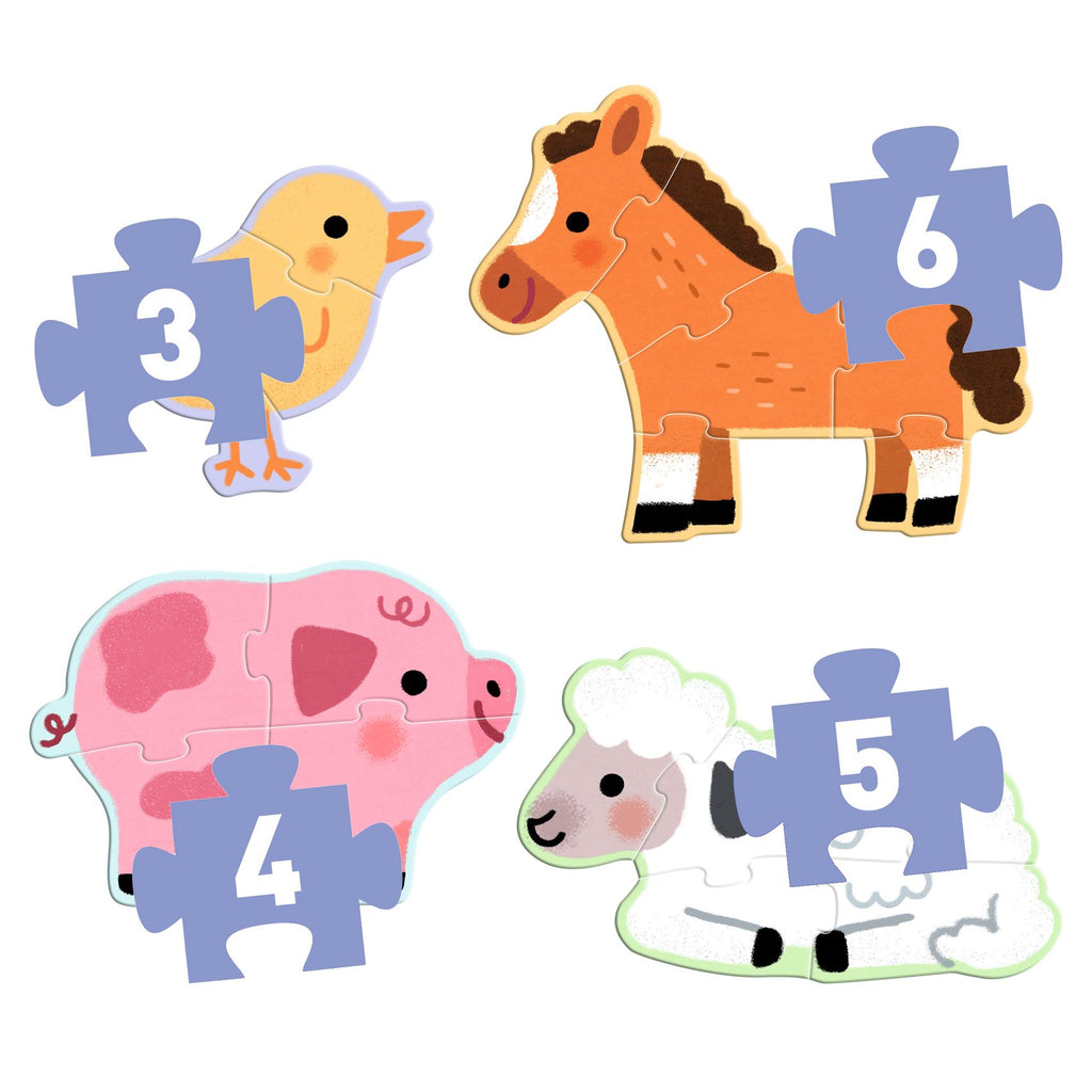 Djeco Set van 4 Puzzels | Op de Boerderij