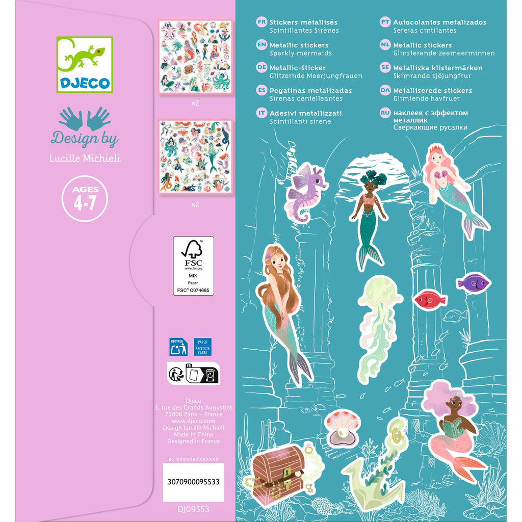 Djeco Stickerset 160 Stickers | Glinsterende Zeemeerminnen