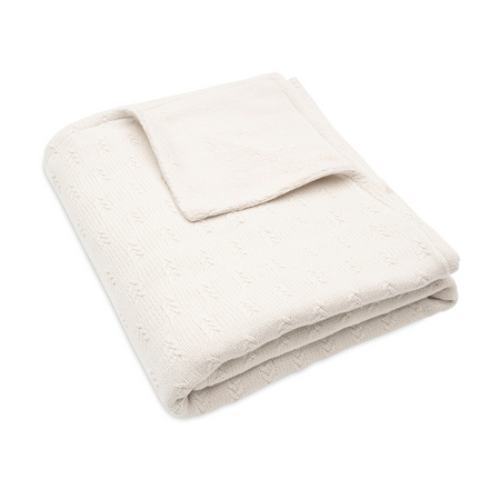 * Jollein Ledikant Deken 100x150cm | Grain Knit Oatmeal / Velvet*