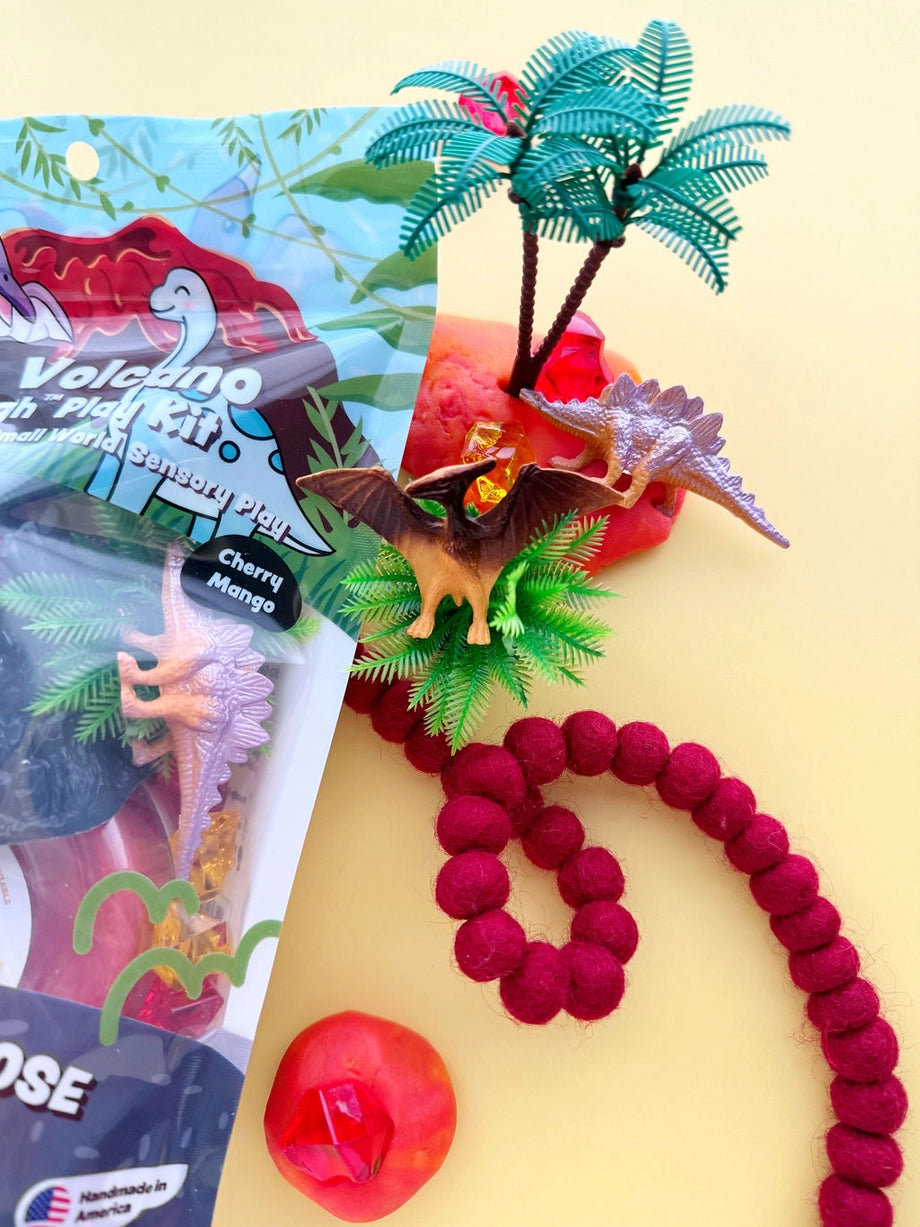 Earth Grown KidDoughs Klei Speelset Dino Vulkaan met dinosaurussen, bij De Gele Flamingo