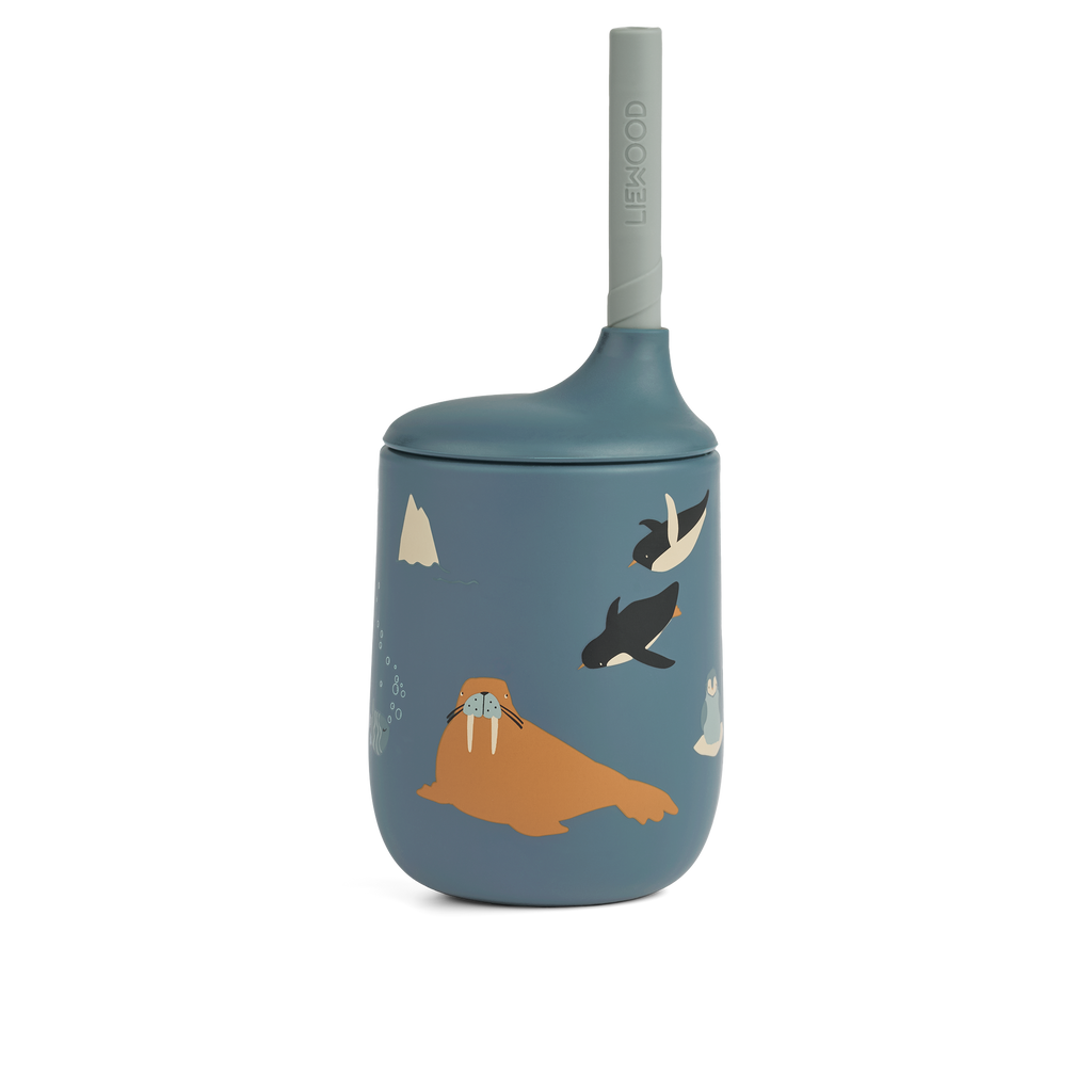 Liewood Ellis Printed Sippy Cup 230ml | Arctic Sea / Ocean View