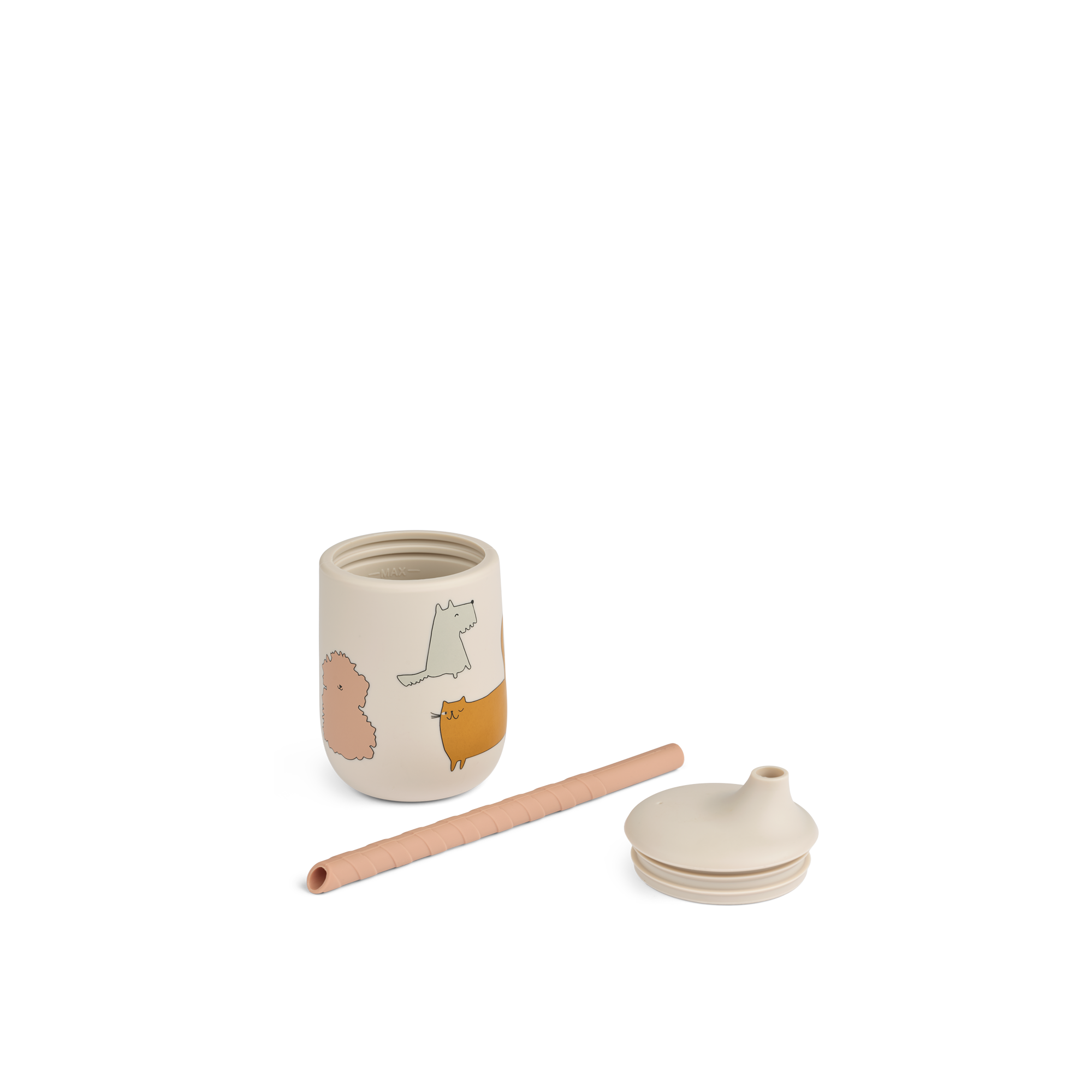 Liewood Ellis Printed Sippy Cup 230ml | Cats And Dogs / Sandy