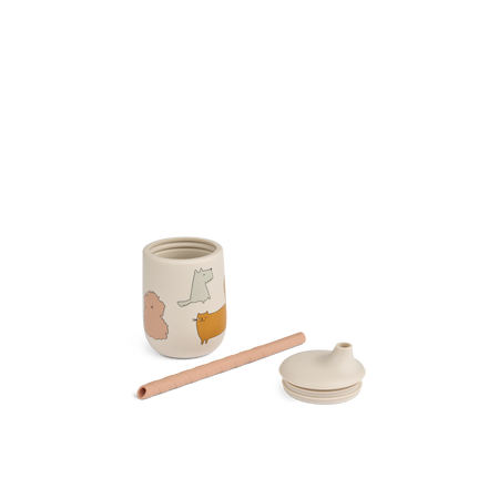 Liewood Ellis Printed Sippy Cup 230ml | Cats And Dogs / Sandy