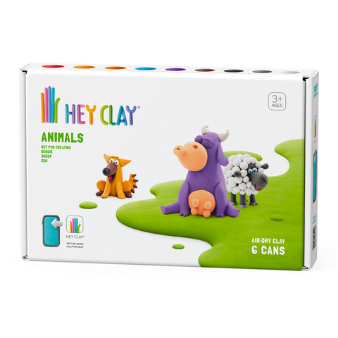 HeyClay 6 Potjes Speelklei | Hond, Schaap, Koe