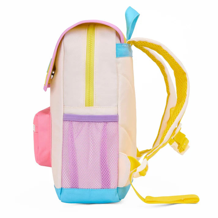 Hello Hossy rugzak Mini Sugar 2-5Y, zijkant met buitenvak voor drinkfles