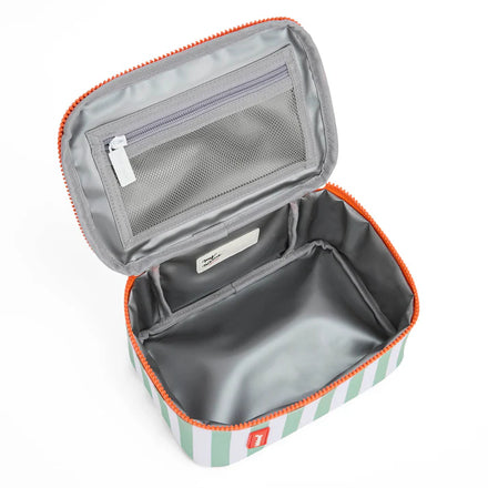 Hello Hossy lunchtas Green Stripes zijaanzicht met draaghandvat