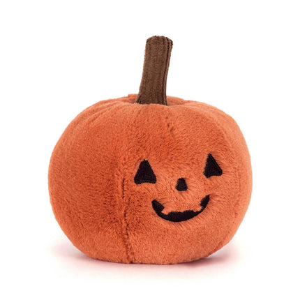 Jellycat Ooky Jack O Lantern, pompoen knuffel met aanstekelijke grijns, te koop bij De Gele Flamingo