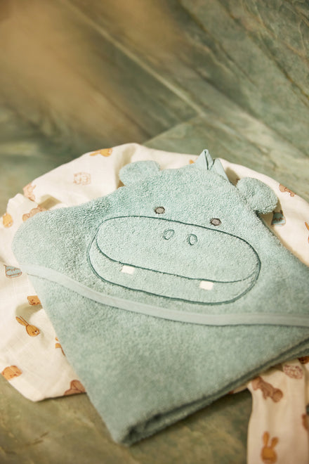 Jollein Badcape Badstof 75x75cm Hippo | Happy