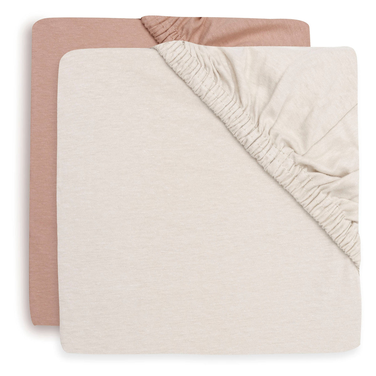Jollein 2-pack jersey hoeslakens in Light Terra en Oatmeal voor de wieg