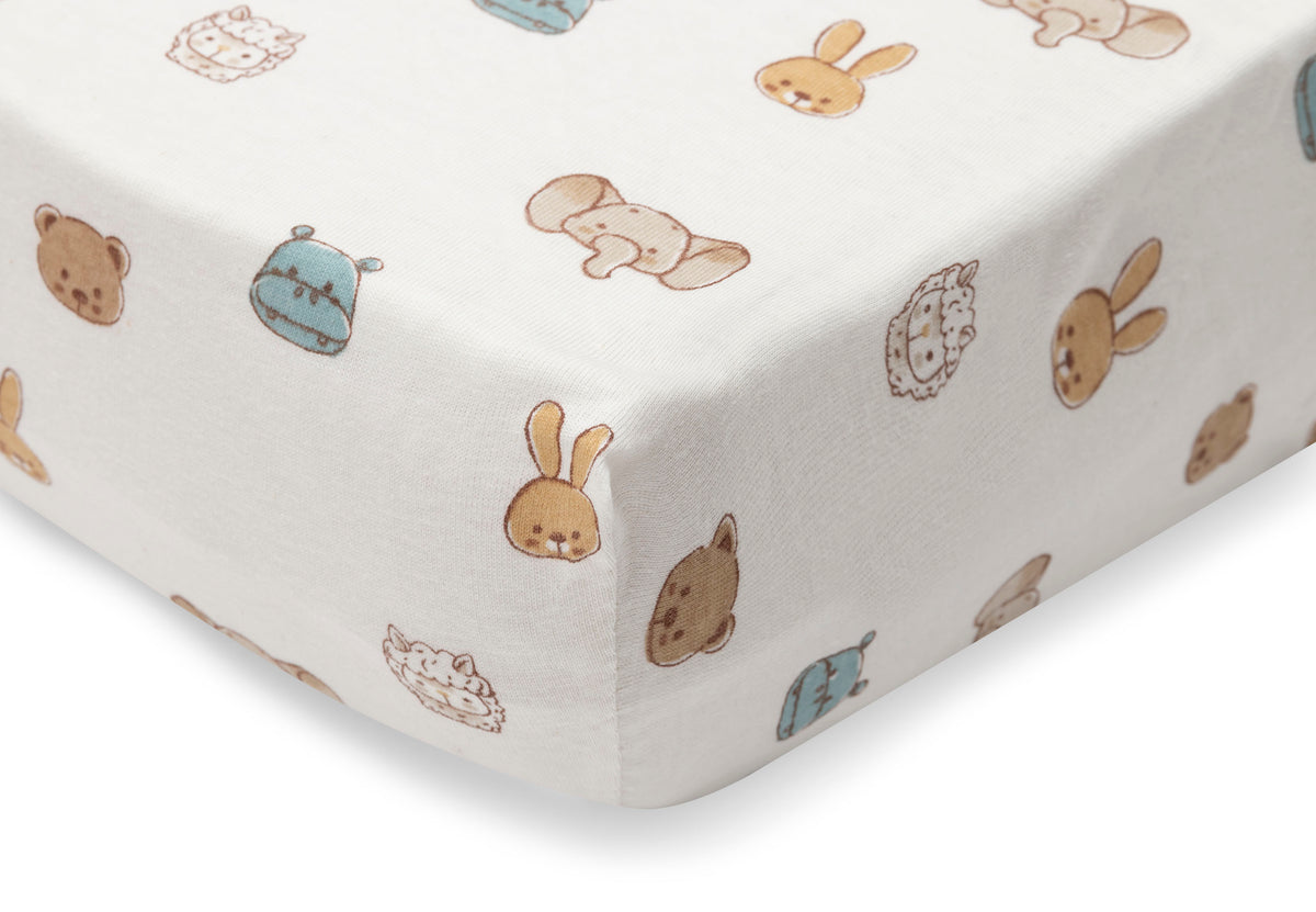 Jollein hoeslaken jersey met Jollies dierenprint voor een ledikantmatras