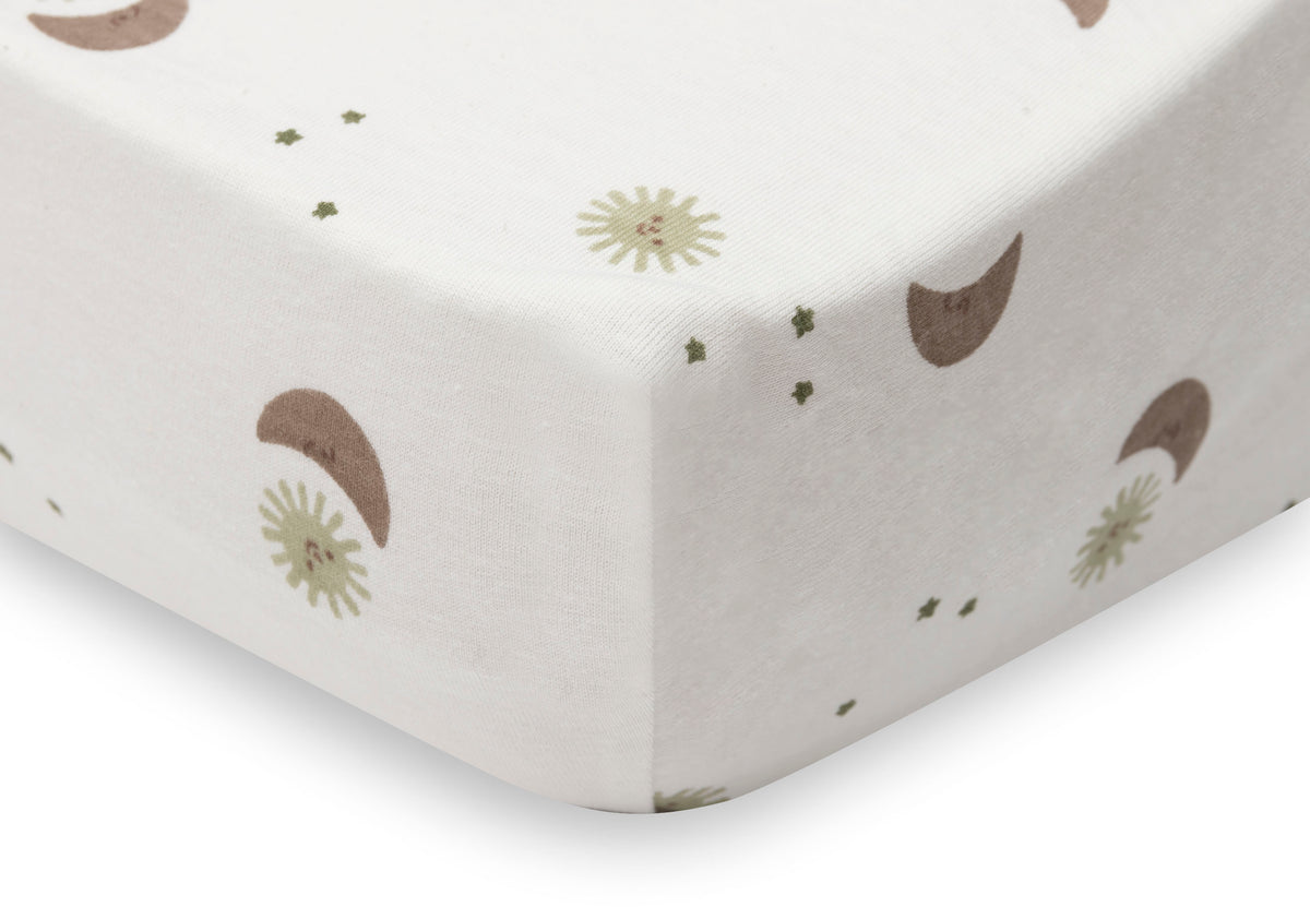 Jollein hoeslaken jersey met Over The Moon print voor een ledikantmatras