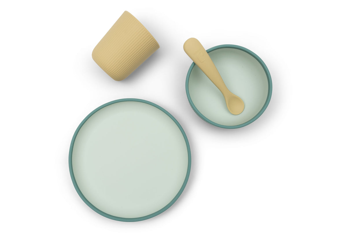Jollein kinderserviesset van siliconen in Jade Shades