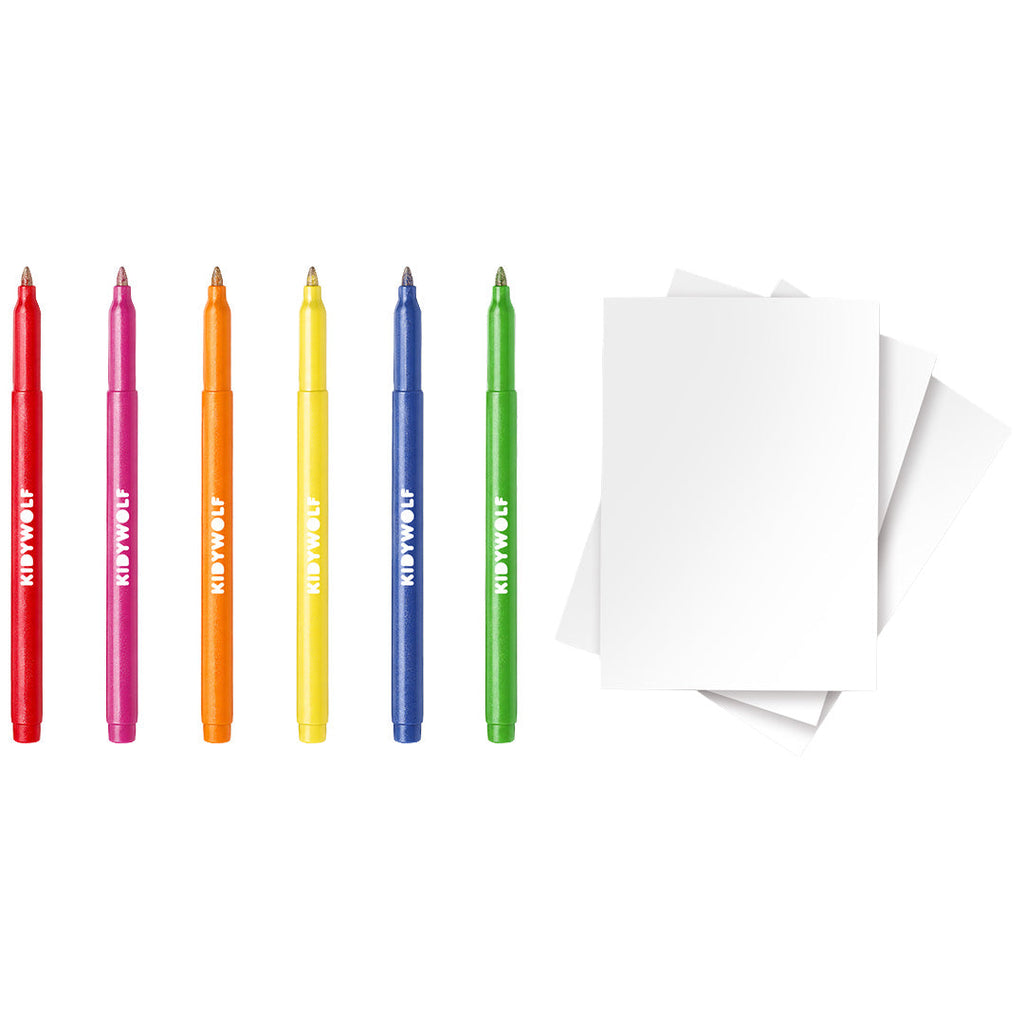 Kidywolf Kidydraw Kit Creatieve Set 6 Glitterstiften, de set van een andere kant